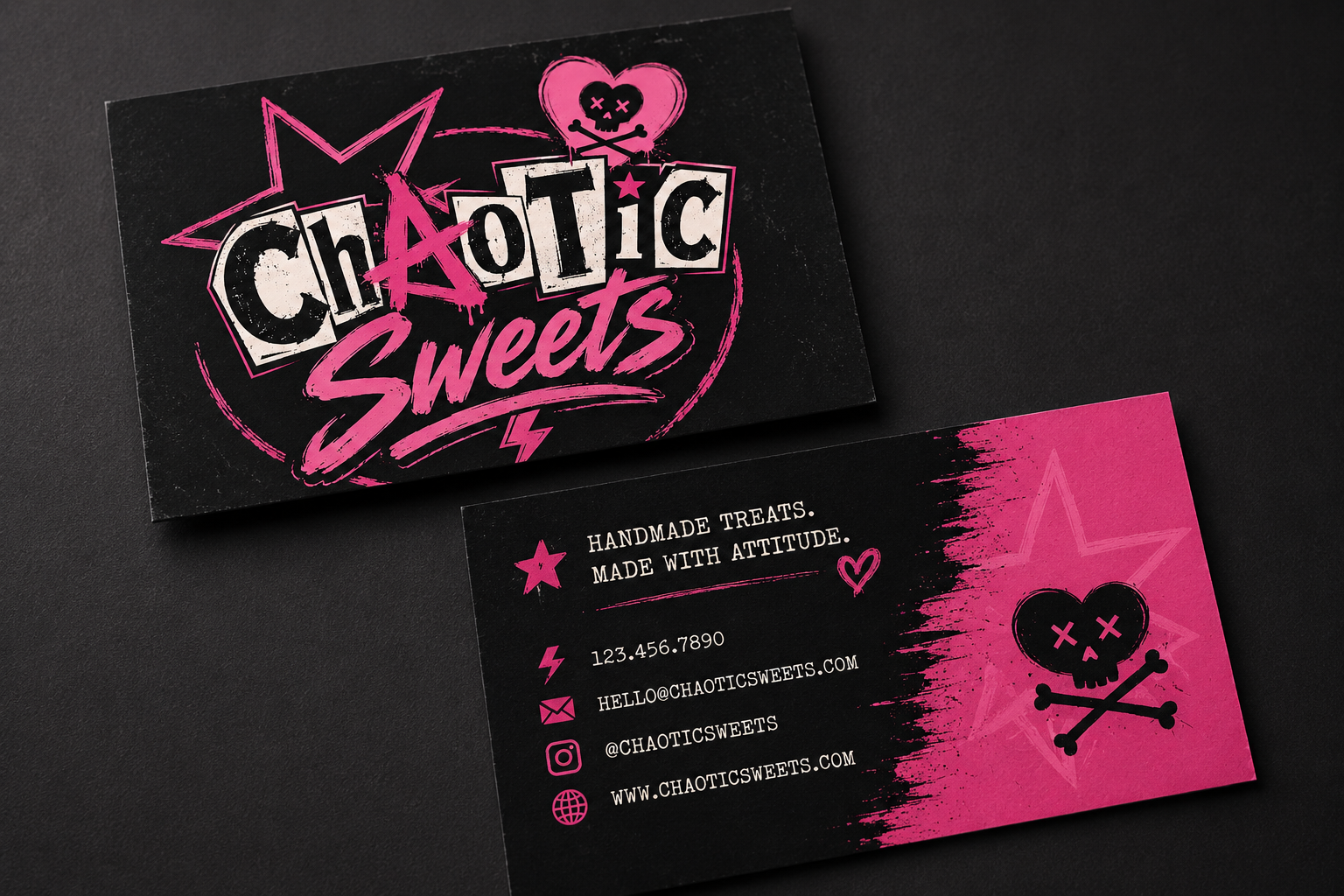 Chaotic Sweets business card mockup